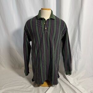 Dockers Green and Blue Striped Long Sleeve Shirt